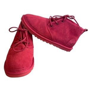 UGG Red Neumel Uggplush Wool Blend Lining Lace Up Chukka Boots Men's Size 11